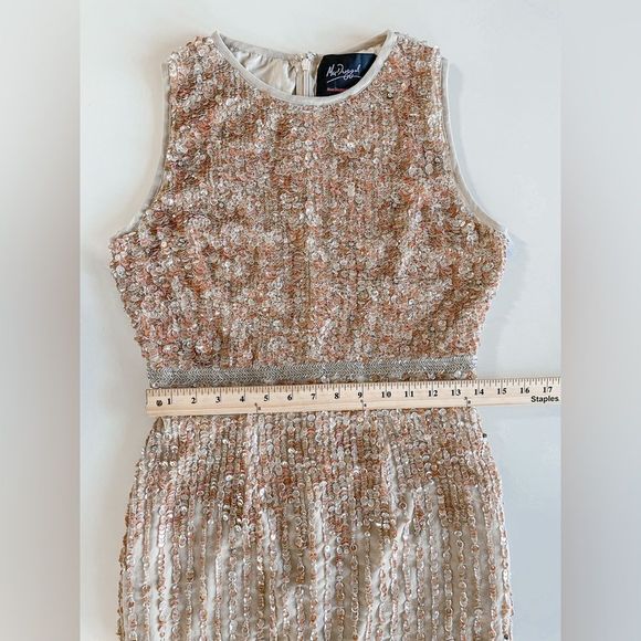 $398 Mac Duggal 10509 Midi Sheath SequinCocktail Dress in Nude 214/090 - Picture 9 of 15